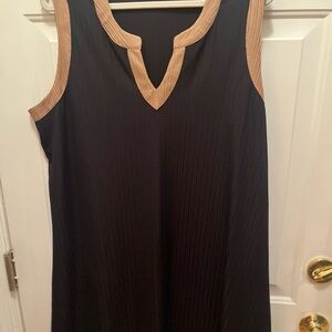 Nina Leonard Black and Tan Sleeveless Crepe Dress 2X